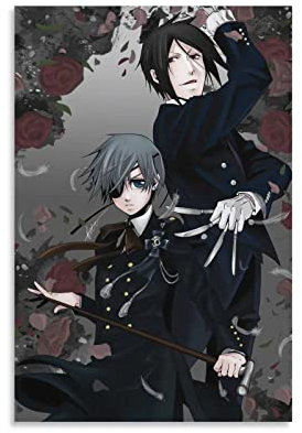 Black Butler Anime-Poster Sebastian Ciel, dekoratives Gemälde, Leinwand, Wandkunst, Wohnzimmer, Poster, Schlafzimmer, Gemälde, 30 x 45 cm