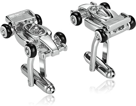 Whoiy Manschettenknöpfe Schwarz Silber, Vater Der Braut Edelstahl Hochzeit Manschettenknöpfe Rennauto für Männer Smokinghemd Kostenlos Gravieren