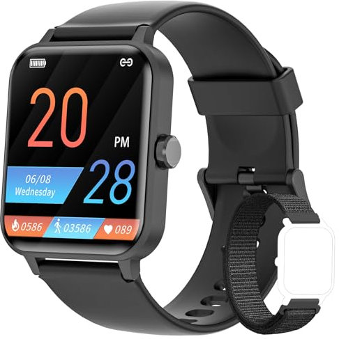 Blackview Smart Watch for Men Women, 1.83 Fitness Watch with Blood Oxygen Heart Rate Sleep Monitor, 24 Sport Modes, IP68 Waterproof, Weather, Pedometer, Notifications, Smartwatch for Android iOS