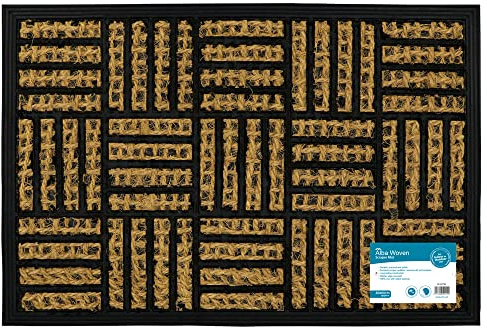 JVL Alba Woven Tuffscrape Doormat, 40x60cm, Squares