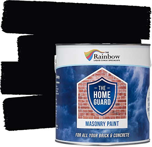 Rainbow Chalk Markers Masonry Paint - 5L Warm Black | Non-Toxic & Water-Based Exterior Masonry Paint for Outdoor Weather Protection | Anti-Cracking & Flaking, Smooth Brickwork | Opaque Matte Finish