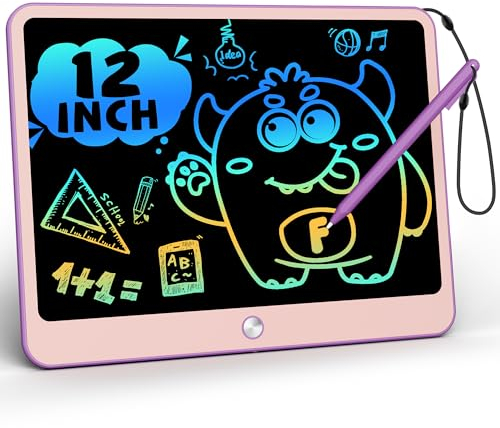TEKFUN LCD Schreibtafel Spielzeug 12 Zoll Zeichenbrett für Kinder, Schreibtablett Maltafel ab 3 4 5 6 7 8 Jahre alt Junge Mädchen, Weihnachten Geschenke für 3-8 Jährige Mädchen Jungen (Violett)