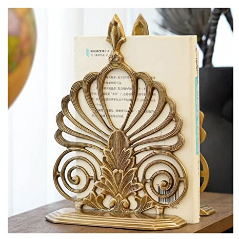 SUNESA Bookends Buchstopper Kreative leichte Luxus-Buchstützen Einfache Retro-Buch-Leseregal Schreibtisch Desktop-Aufbewahrung Messing-Buchständer Ornamente Heimdekorationen rutschfeste Buchstützen