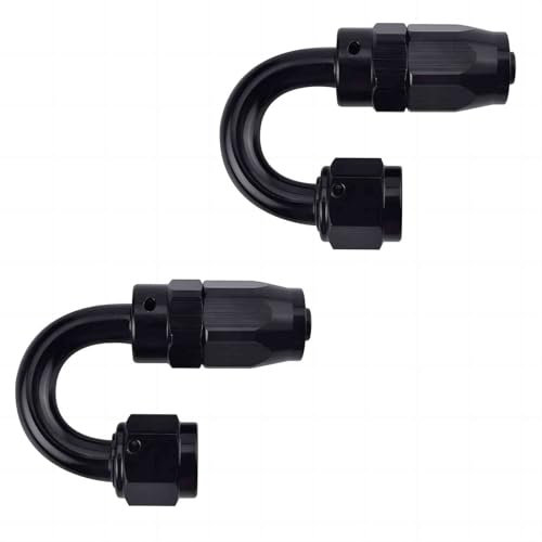 AN6 180 Degree Black Oil Cooled Radiator Oil Pipe Swivel Joint Hose End