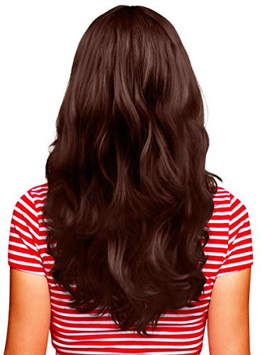 Hatstar Sexy Damen Langhaar Perücke | Frauen Wig lockig - gewellt | Accessoire für Fasching, Karneval und Motto Party (braun)