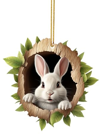 Acryl Anhänger Ostern Hase Ornamente Osteranhänger zum Aufhängen 2D Acryl Deko Ostern Anhänger Osterhase Osterschmuck Osterhasen Hasen Anhänger für Ostern Frühling (1-B, One Size)