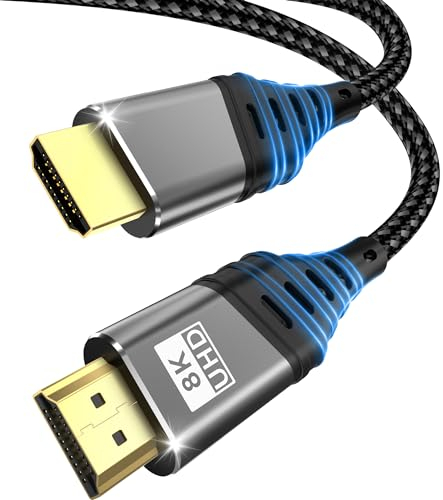 Cable HDMI,Cable HDMI 2.1 Ultra 48Gbps HighSpeed 8K@60Hz 4K@120Hz 7680P eARC HDCP 2.2&2.3 DTS:X Dynamic HDR Dolby Atmos Cable Compatible con HDTV,Xbox,Mac,PC,Portátil,Monitor,Proyector,PS 5/4/3,1M