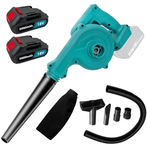 Soffiatore per foglie, compatibile con Makita, con batteria da 2 x 5500 mAh e caricabatterie, soffiatore a batteria, 18 V, ricambio 2 in 1, per funzione di raccolta della polvere, aspirapolvere dal