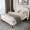 Zravenna Polsterbett 140x200 cm mit Bettkasten Samt, Bett mit Lattenrost und Polster Kopfteil, Holzlattenunterstützung, Jugendbett, Einzelbett/Doppelbett, Beige