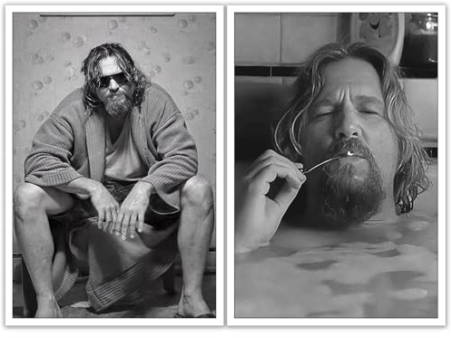 2P Lustiges Badezimmer-Wandkunst für Zimmer, Ästhetik, The Big Lebowski, Filmposter, 90er Jahre, schwarz-weiß, WC-Poster, coole Wanddekoration, Kunstdruck, Leinwand, Poster für Zimmer, ästhetische