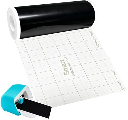 Smart Vinyl Permanent für Cricut Joy 14x500cm Schwarz | Smart Adhesive Vinyl, Vinyl Plotter Film, Plotterfolie Selbstklebend für DIY Tassen, Autos, Banner, Dekoration