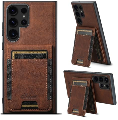 AFARER Handyhülle für Samsung Galaxy S23 Ultra Hülle mit Handy Kartenetui,Kompatibel mit Magsafe Wireless Charging,Brieftasche Leather Wallet case Stoßfest für Galaxy S23 Ultra 6.8,Braun