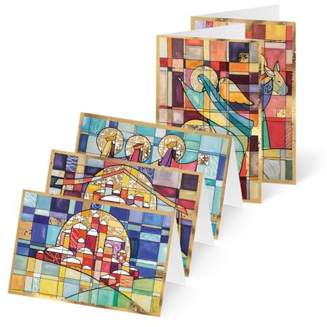 Unicef Weihnachtskarten Set (10 St., 5 Motive) Buntes Krippenspiel Spendenkarten -Veredelt -Goldfolie Premium Klappkarten inkl. Briefumschlag -hochwertige Grußkarten made in Germany 17,5x11,7 cm