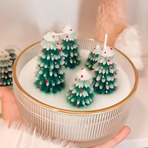 Weihnachtsbaum Kerze - 3D Weihnachtsbaum Winterwald Duftkerze, Weihnachtliche Deko Kerzen für Tischdekoration Partyraum, Weihnachtsgeschenke für Frauen und Mädchen, festliche Geburtstage (Grün)