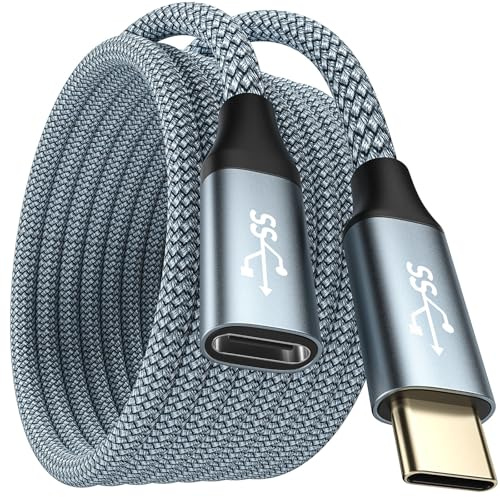 WTPGTI Prolunga USB C 3 m, USB C 3.2 Gen2 4 K a 60 Hz, prolunga USB tipo C da 20 Gbps maschio a femmina per iPhone16, iPhone15, switch, MacBook, VR, SSD