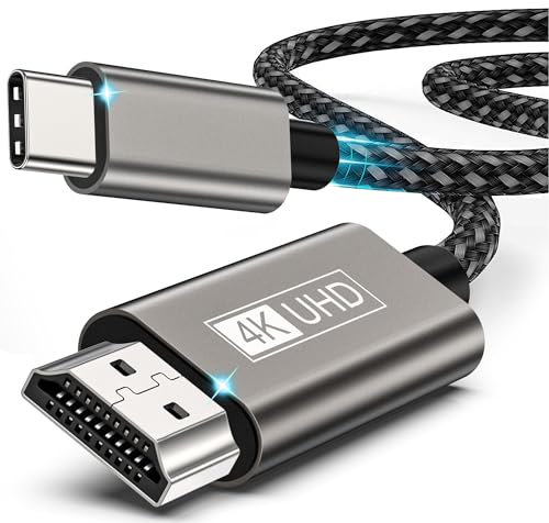 BRV Explorer USB C to HDMI Cable 2M, 4K USB Type C to HDMI, Thunderbolt 3/4 to HDM I Cable, Compatible with iPhone 16/15 Series, MacBook Pro/Air/Mini, Surface, iPad Pro/Air, Galaxy S24/S23/S22