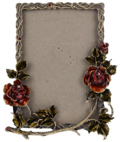 KAILIKETIY 6 Zoll Dekorativer Bilderrahmen im Vintage Stil aus Metall | Bilderrahmen Retro, Florales Design mit Aufsteller, für Tischpräsentation und Einfache Dekoration