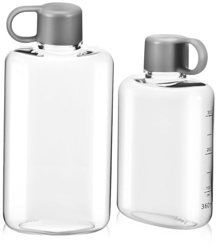 HEMOTON 2pièces Bouteille Eau Plate Tritan Et Portable Et Légère Pour Voyage Le Camping Fitness Avec Couvercle Étanche