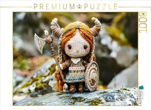 Puzzle · Walküre mit Axt und Schild | Gehäkelte Wikinger-Walküre mit Axt und Schwert · 1000 Teile · Lege-Größe 64 × 48 cm · CALVENDO Puzzle