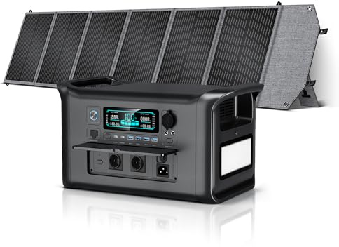 CTOLITY AP1000 Générateur Solaire 1000W avec 200W Panneau Solaire, 1024Wh Batteries LiFePO4, Sorties AC 220V-240V, Panneau Solaire Pliable avec Ports USB, IP67, pour Camping/Maison/Domicile