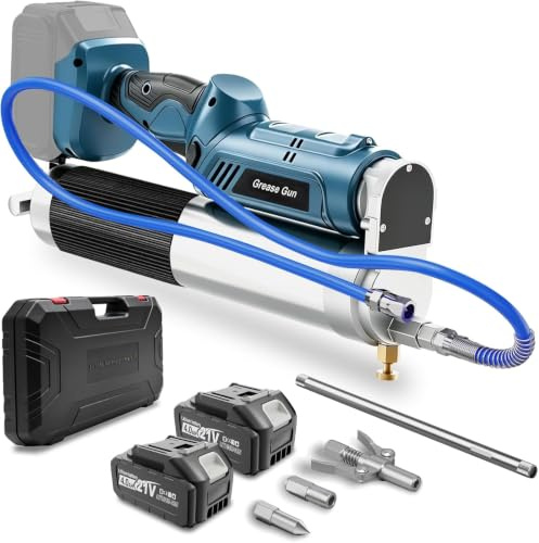 blayram 12000PSI Pompe a Graisse Electrique Compatible avec Makita 18V, Pompe à Graisse avec 2 * 4.0Ah Batteries, Tuyau de 39.4'', 3 Embouts, Moteur Brushless pour Agriculteurs et Camionneurs