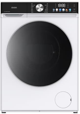 Svan Lavadora 12 Kg Carga Frontal, Blanco, SL12401AIDVB. 1400 rpm, Motor Inverter, 14 Programas, Eco-Logic System, Tambor Acero Inoxidable, Clase de Eficiencia Energética A