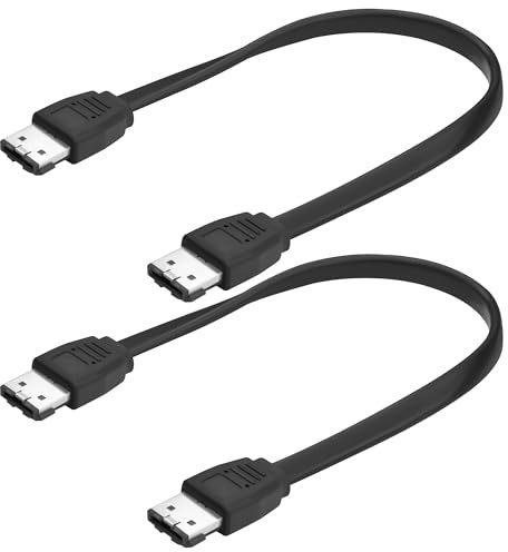 ELFJMZP eSATA till eSATA kabel 30 cm, 6 Gbps, SATA III, uttag till hona, avskärmad med lås, hot-plug för HDD/SSD/hölje (2-pack)