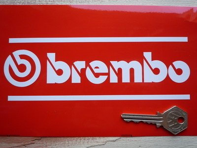 Brembo Calcomanías de vinilo cortadas de doble línea y texto, calcomanía negra de Brembo en el extranjero, limitada, 7.1 x 2.4 pulgadas (180 x 60 mm), juego de 2