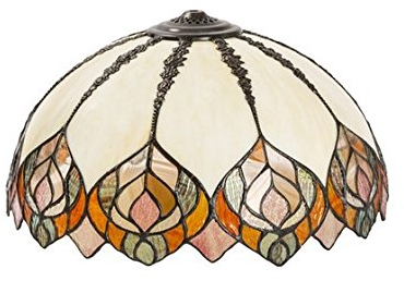 MAXIOCCASIONI Tiffany-Lampenschirm 40cm, Rund, Messing-Finish, Messing, Glas, Gefüttert