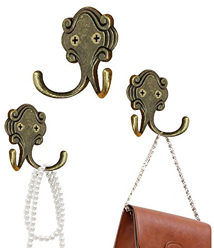 OFKPO 10Pcs Patere Metal Vintage, Patère Rétro Porte Manteau Mural Patères avec Double Crochets pour Salle de Bain Maison Cuisine