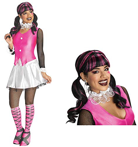 Savahe Monster High Draculaura Damen Kostüm & Perücke/Karneval Fasching Halloween Vampir Party (36/38 - S)