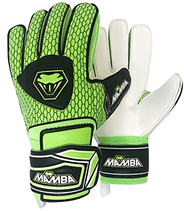 MAMBA Torwarthandschuhe mit Fingersave| Handfläche und Handrücken aus hochwertigem Latex | Herausragendes Design |Fußballhandschuhe für Jugend/Erwachsene (5)