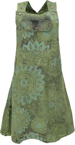GURU SHOP Boho Latzrock, Trägerkleid, Latzkleid - Grün, Damen, Size:M