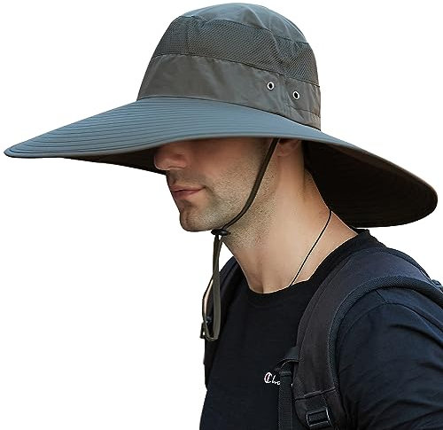 WANYIG Sombrero de Pescador Hombres Verano Protección UV Sombreros de ala Ancha 15cm Gorra de Ciclismo Plegable Impermeable Sombreros para el Sol (Ejercito Verde)