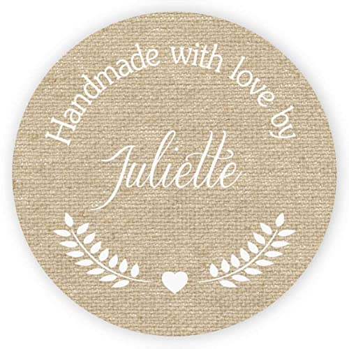MameArt 50stk Aufkleber Personalisiert Hochzeit Handmade with Love, 4cm Sticker Gelee Stauaufkleber Taufe Kommunion Geburtstag Feste Geschenke Präsente (DE02)