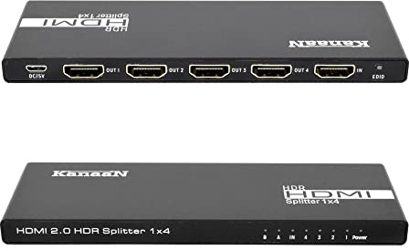 KanaaN HDMI 2.0 Matrix PS5 Switch Splitter 1 IN 4 Out | 4K/1080p | Unterstützt PS5, Notebook HDTV, EDID Speicher, CEC, Daisy Chain, SP14HS, Dolby 5.1/Dolby-TrueHD, Verteilerverstärker für Projekto