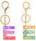 2Pcs Porte-clés, Porte-clés en résine, Porte-clés à lettres avec fleurs, Alphabet A-Z Key Ring pour femmes Cadeaux d’anniversaire de fille (E)