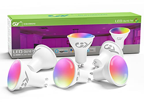 GY GU10 Alexa Lampe Smart RGBCW Glühbirnen,7W=70W,500lm, Wlan Alexa Licht, Wifi LED Leuchtmittel, Dimmbar per App oder Sprache,die mit Echo/Google Home kompatibel sind, 6 Pack