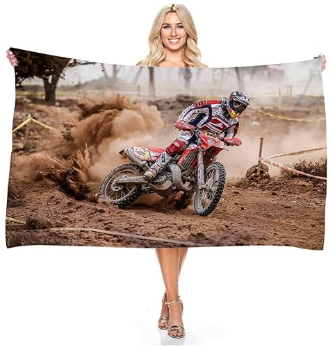 JXSMYT Motorrad Duschtuch Badetuch Handtuch Strandtuch 70 X 140cm,Motocross Motorcycles Badetuch Für Erwachsene, Mikrofaser Handtuch (5,100x200cm)