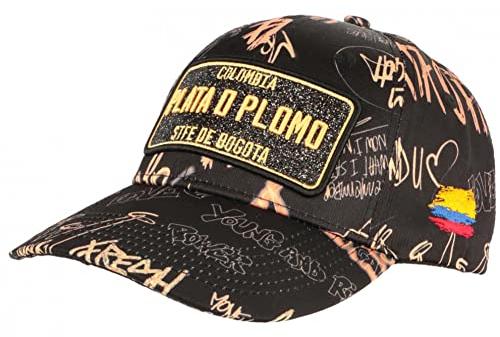 Mütze Kappe Plata o Plomo Orange und Schwarz Strass Fashion Rich Colombia Baseball - Größe: Einheitsgröße - Farbe: Schwarz - Unisex