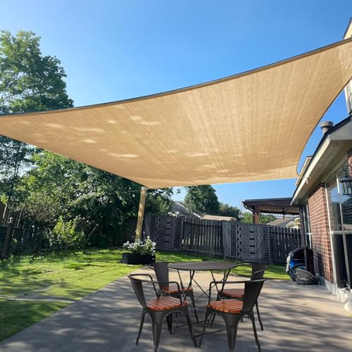 SUNLAX Pare-Soleil à Voile 10'x16' Sable rectangulaire auvent Ombre pour Patio extérieur Couverture pergola Pare-Soleil voiles UV Bloc canovas couvertures