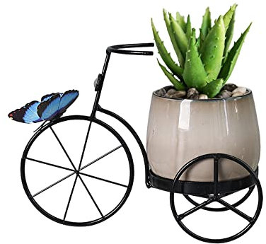 YWNYT Fahrrad-Blumentopf, Metall-Pflanzenständer, Fahrrad-Pflanzgefäß, Blumentopf, Wagenhalter, Dreirad-Garten-Pflanzgefäß, Pflanzenfahrrad, Ornament für Büro, Hotel, Heimtextilien
