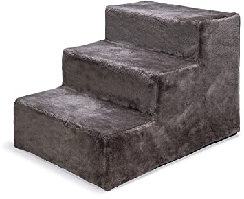 Karlie Easy Step Hundetreppe, Hundezubehör, Plüsch/Holz, Dunkelgrau -
