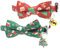 Kryzalite® Lot de 2 colliers de Noël en coton avec nœud papillon, colliers pour chat rouge et vert, colliers pour chat avec clochette, béquille, breloques arbre de Noël