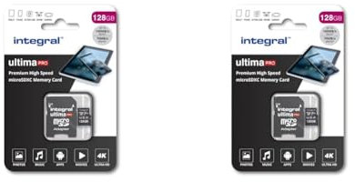 Integral 128GB Micro SD Card 4K Video Premium High Speed Memory Card SDXC Up to 100MB s Read and 50MB s Write speed V30 C10 U3 UHS-I A1 (Pack of 2)