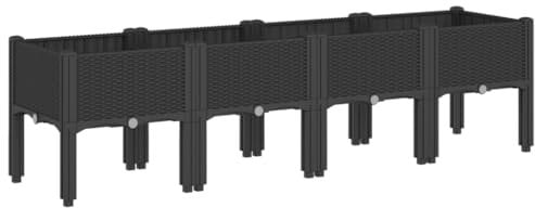 vidaXL Jardinière avec Pieds, Lit Surélevé, Bac à Fleurs, Pot de Plantes Jardin Patio Terrasse Arrière-Cour Extérieur, Noir 160x40x42 cm PP