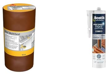 SIKA Multiseal Terre Cuite, Bande d'étanchéité autocollante résistante à la déchirure & Bostik Mastic d’Étanchéité Joint Parfait Toit et Gouttière – Tous Matériaux – Extérieur