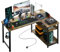 COMHOMA L Shaped Gaming Desk 110x80CM with Power Outlets Corner Computer Desk with Shelves Headphone Hook PC Table Workstation for Home Office Bedroom (Brown, 110CM)