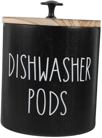 Zerodeko Boîte Ronde De Rangement pour Dosettes Lave-Vaisselle en Bois Naturel avec Couvercle Hermétique, Conteneur Solide pour Perles De Lessive, Cuisine Organisée,
