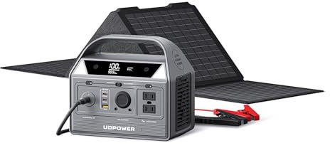 UDPOWER - 400W Solar Generator & Portable Power Station with 40W Solar Panel | 256Wh LiFePO4 Battery, Surge, Jump Start | AC Output, USB-C, 12V DC | for Camping